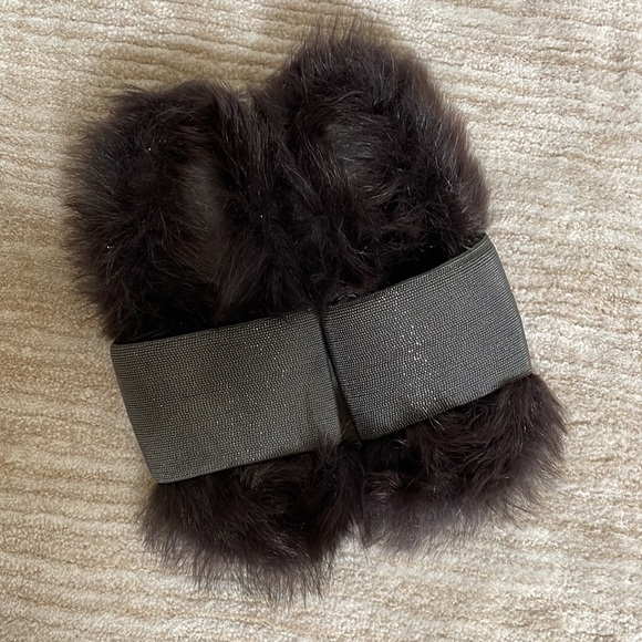 NWT Brunello Cucinelli Brown Monili Bead and Shearling Slip-on Slides Size 35.5 - Picture 3 of 7